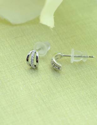 fancy cuff shape cz studded combo of 3 silver plated stud earring for women and girls 5