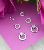 smooth round shape combo of 3 silver plated stud earring for women and girls
