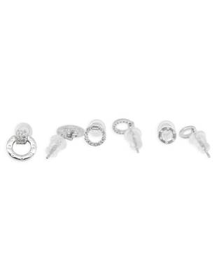 smooth round shape combo of 3 silver plated stud earring for women and girls 2
