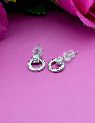 smooth round shape combo of 3 silver plated stud earring for women and girls 4
