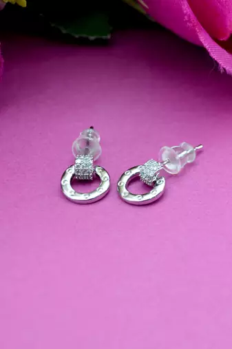 smooth round shape combo of 3 silver plated stud earring for women and girls