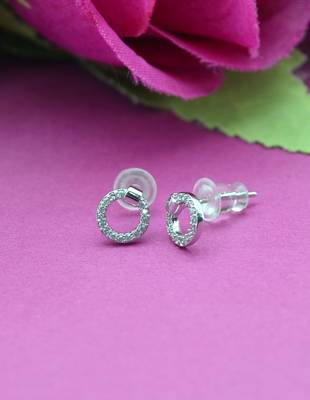 smooth round shape combo of 3 silver plated stud earring for women and girls 5