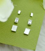 superb square shape combo of 3 silver plated stud earring for women and girls