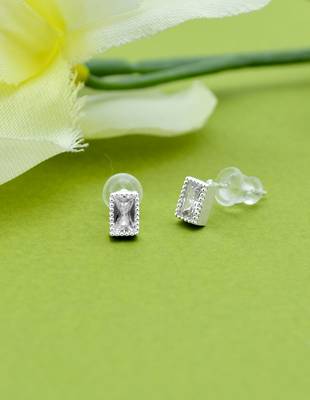 superb square shape combo of 3 silver plated stud earring for women and girls 5