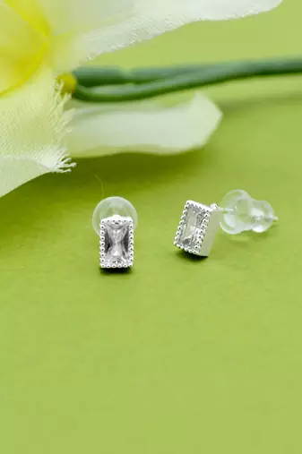 superb square shape combo of 3 silver plated stud earring for women and girls