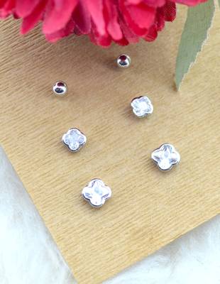 trendy flower desing combo of 3 silver plated stud earring for women and girls 1