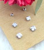 trendy flower desing combo of 3 silver plated stud earring for women and girls