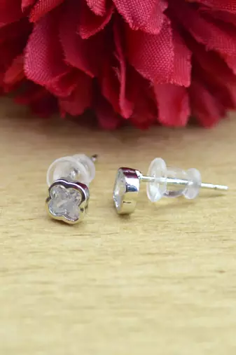 trendy flower desing combo of 3 silver plated stud earring for women and girls