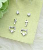 attractive round and fish design combo of 3 silver plated stud earring for women and girls