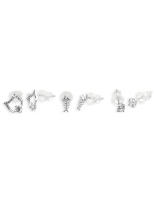 attractive round and fish design combo of 3 silver plated stud earring for women and girls 2