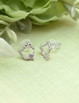 attractive round and fish design combo of 3 silver plated stud earring for women and girls 4