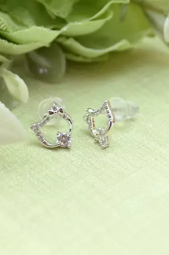 attractive round and fish design combo of 3 silver plated stud earring for women and girls