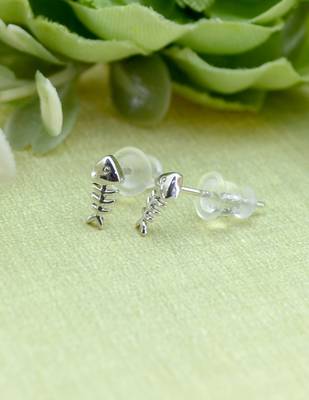 attractive round and fish design combo of 3 silver plated stud earring for women and girls 5