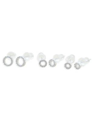 classy round shape cz studded combo of 3 silver plated stud earring for women and girls 2