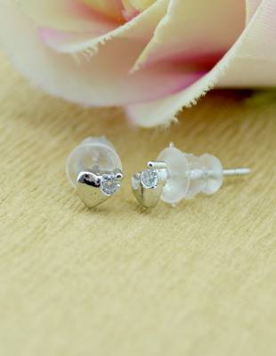 eye-catchy heart shape combo of 3 silver plated stud earring for women and girls 4