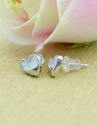 eye-catchy heart shape combo of 3 silver plated stud earring for women and girls 5