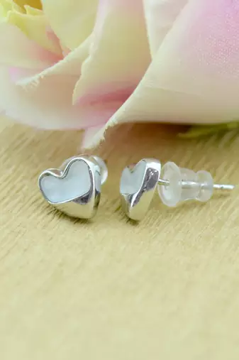 eye-catchy heart shape combo of 3 silver plated stud earring for women and girls