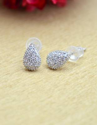 graceful oval shape combo of 3 silver plated stud earring for women and girls 5