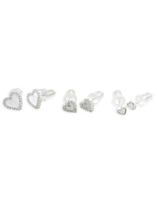 lovely heart shape combo of 3 silver plated stud earring for women and girls 2