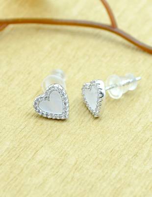 lovely heart shape combo of 3 silver plated stud earring for women and girls 4