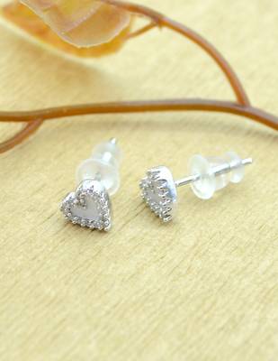 lovely heart shape combo of 3 silver plated stud earring for women and girls 5