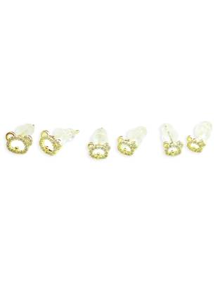 trendy caty mau shape combo of 3 gold plated stud earring for women and girls 2