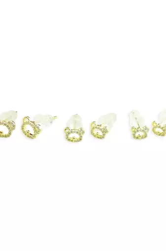 trendy caty mau shape combo of 3 gold plated stud earring for women and girls