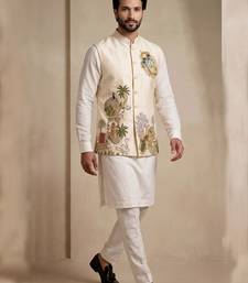 Men embroidered designer kurta trouser and waistcoat set