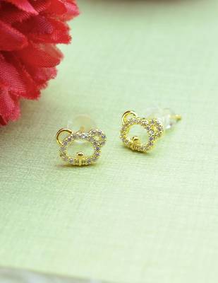 trendy caty mau shape combo of 3 gold plated stud earring for women and girls 4