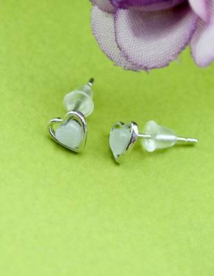 modern square and heart shape combo of 3 silver plated stud earring for women and girls 5