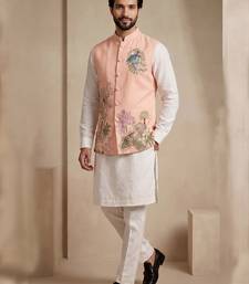 Men embroidered designer kurta trouser and waistcoat set