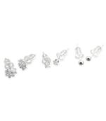 classy flower desing combo of 3 silver plated stud earring for women and girls