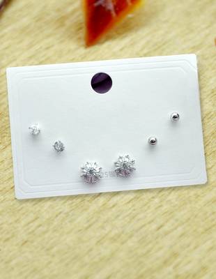 classy flower desing combo of 3 silver plated stud earring for women and girls 2
