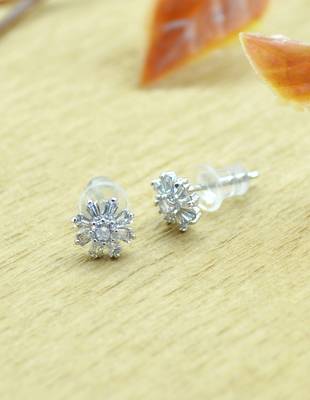 classy flower desing combo of 3 silver plated stud earring for women and girls 3