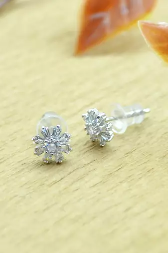 classy flower desing combo of 3 silver plated stud earring for women and girls