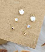 fine round shape combo of 3 gold plated stud earring for women and girls