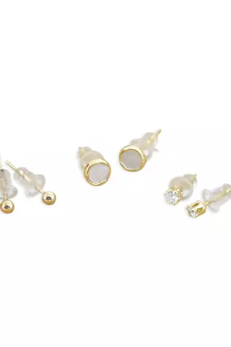 fine round shape combo of 3 gold plated stud earring for women and girls