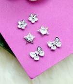 lavish butterfly and star shape combo of 3 silver plated stud earring for women and girls