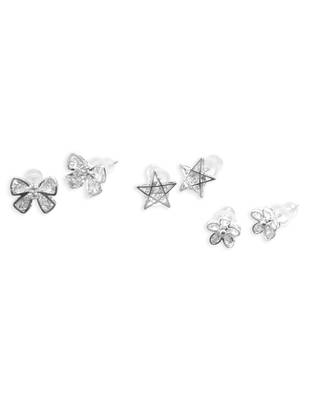 lavish butterfly and star shape combo of 3 silver plated stud earring for women and girls 2