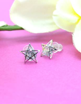 lavish butterfly and star shape combo of 3 silver plated stud earring for women and girls 5