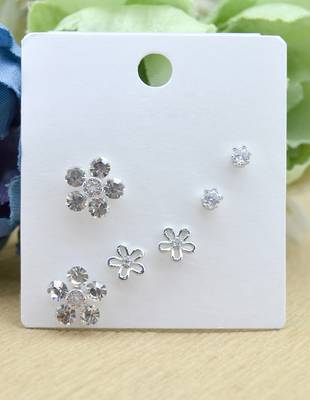 fancy flower desing combo of 3 silver plated stud earring for women and girls 3