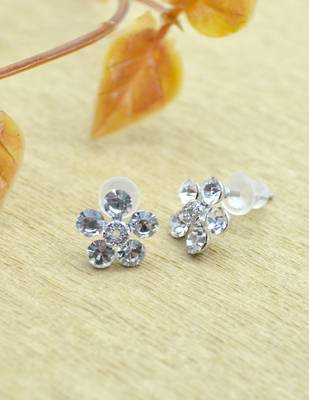 fancy flower desing combo of 3 silver plated stud earring for women and girls 4