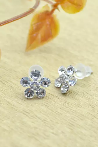 fancy flower desing combo of 3 silver plated stud earring for women and girls