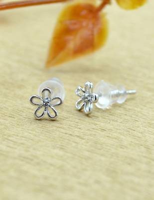 fancy flower desing combo of 3 silver plated stud earring for women and girls 5
