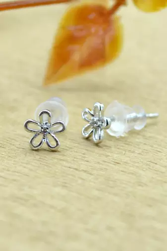 fancy flower desing combo of 3 silver plated stud earring for women and girls