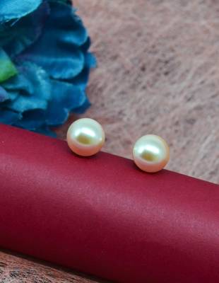 splendid round shape mother of pearl 1 pair gold plated stud earring for women and girls 1