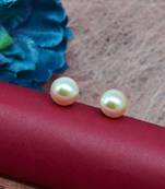 splendid round shape mother of pearl 1 pair gold plated stud earring for women and girls