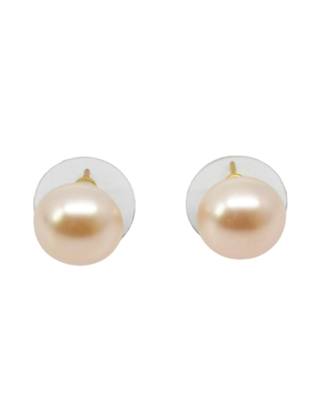splendid round shape mother of pearl 1 pair gold plated stud earring for women and girls 2