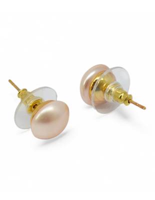 splendid round shape mother of pearl 1 pair gold plated stud earring for women and girls 3