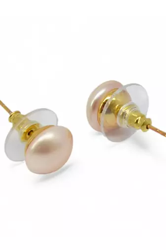 splendid round shape mother of pearl 1 pair gold plated stud earring for women and girls